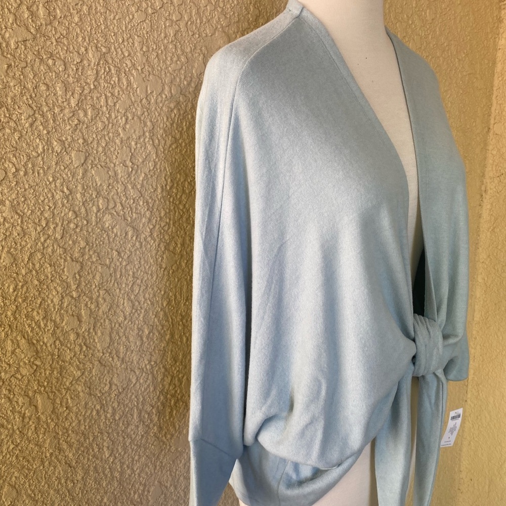 CHICO'S Ice Sage Tie Front Soft Knit Cardigan Size 1/M - Picture 4 of 7